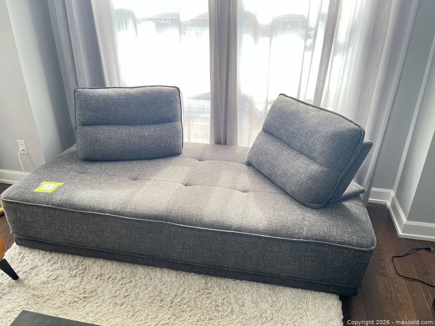 Modern Gray Fabric Daybed Chaise Lounge with Adjustable Backrests