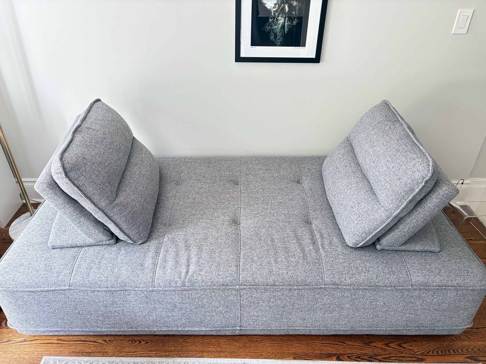 Modern Gray Fabric Daybed Chaise Lounge with Adjustable Backrests