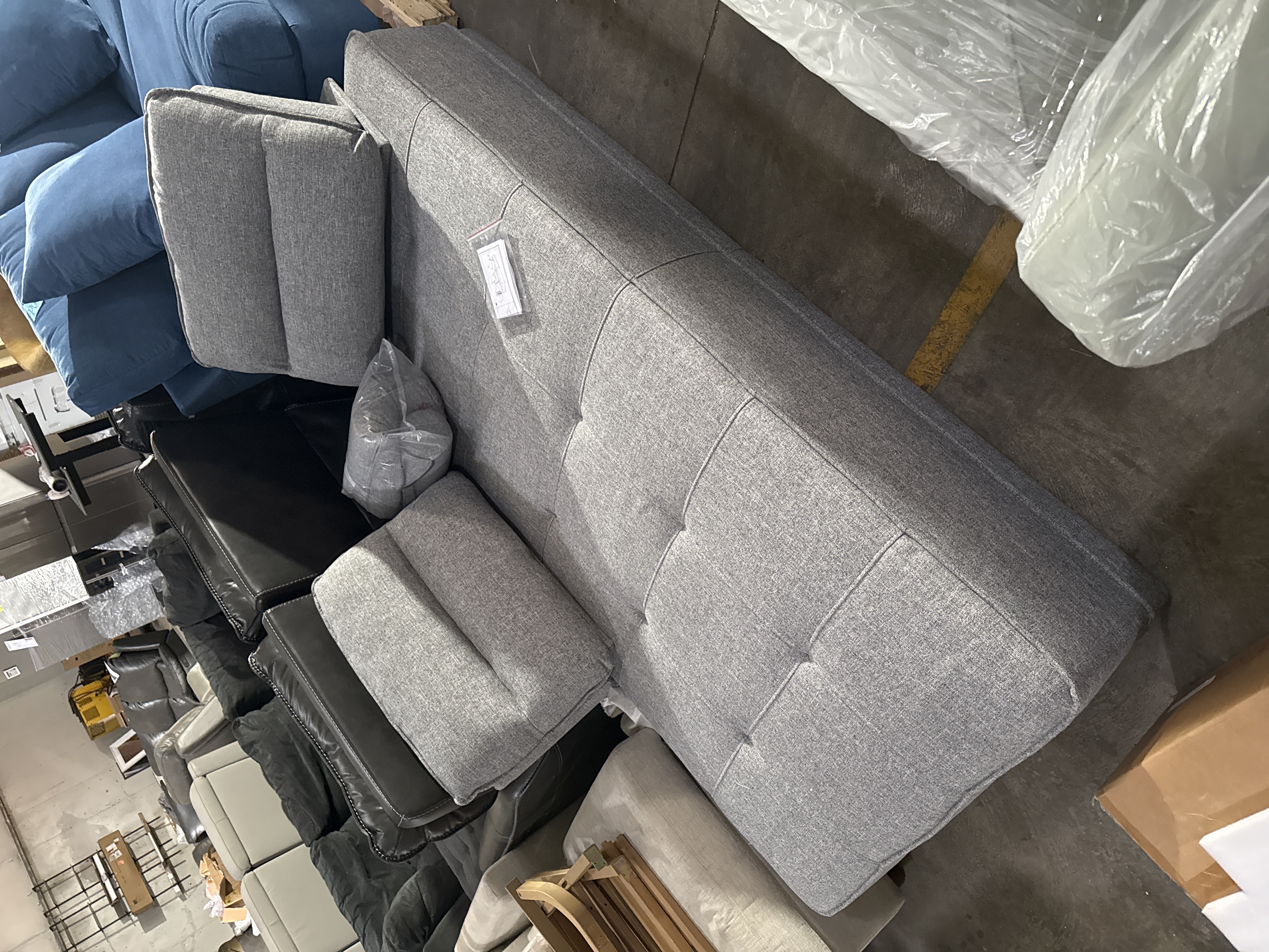 Modern Gray Fabric Daybed Chaise Lounge with Adjustable Backrests