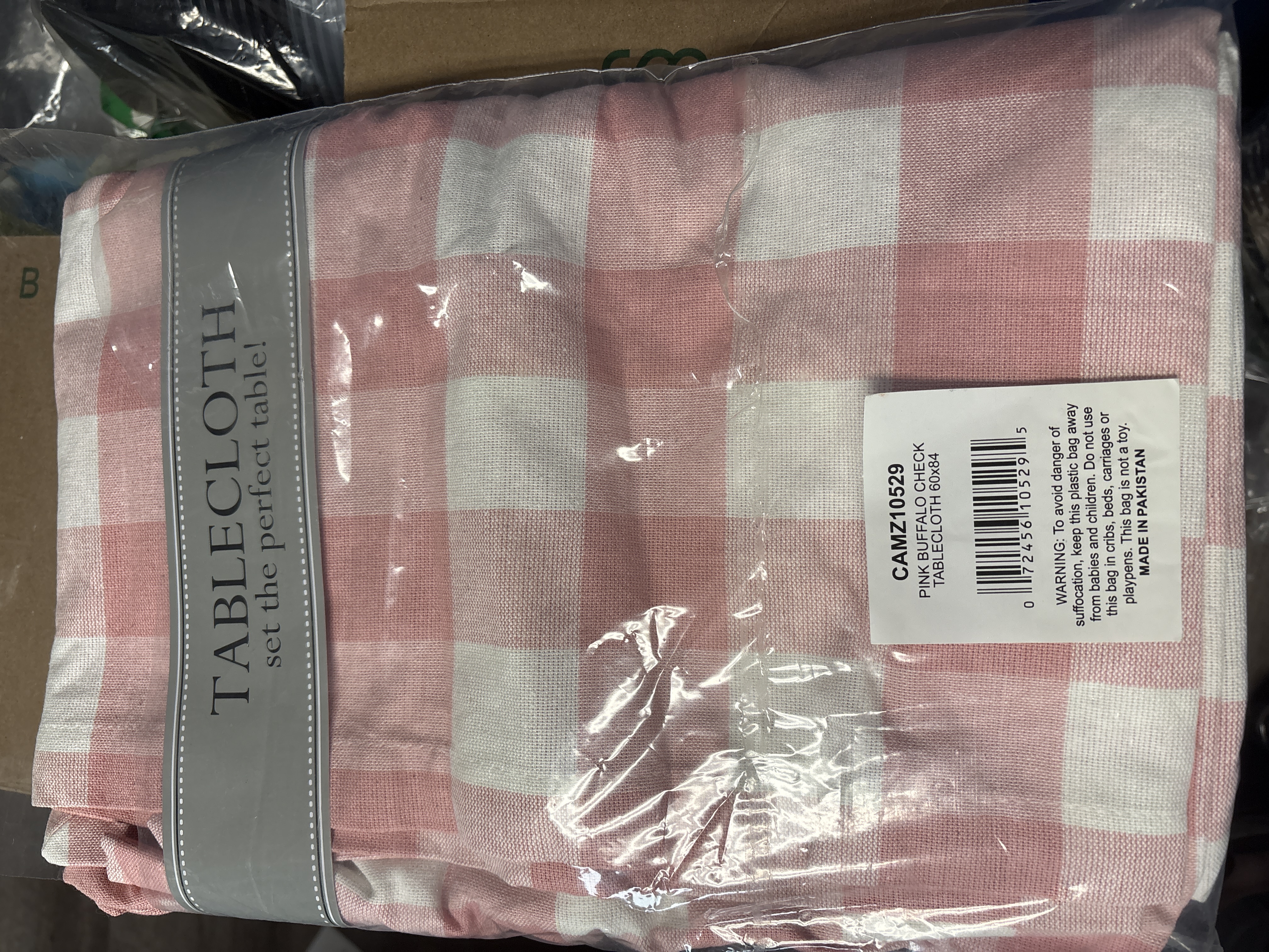 DII Pink Buffalo Check Tablecloth 60x84 100% Cotton