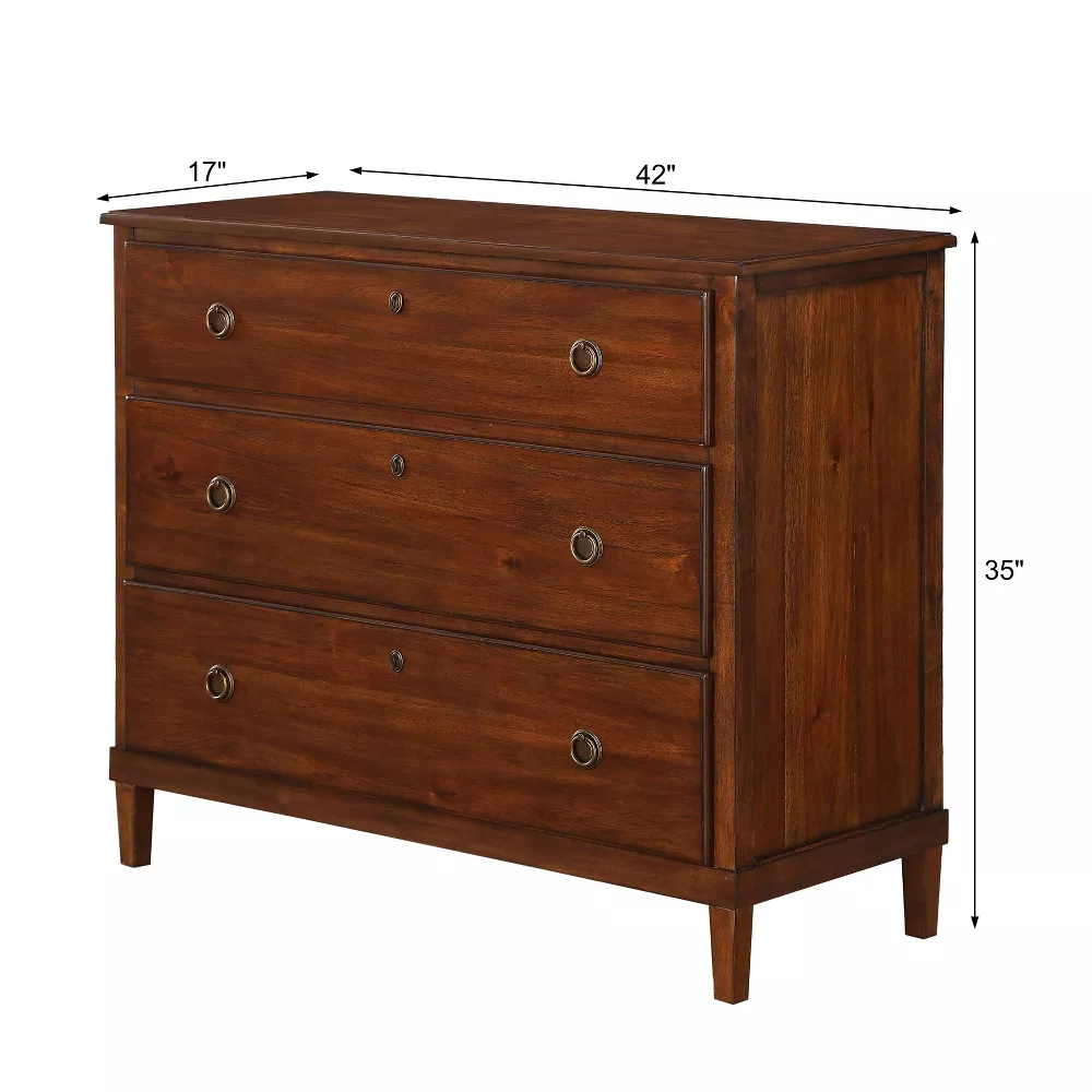 Comfort Pointe Cambridge Dresser Brown: Transitional Style, Metal Glides, Safety Stops, No Assembly Required