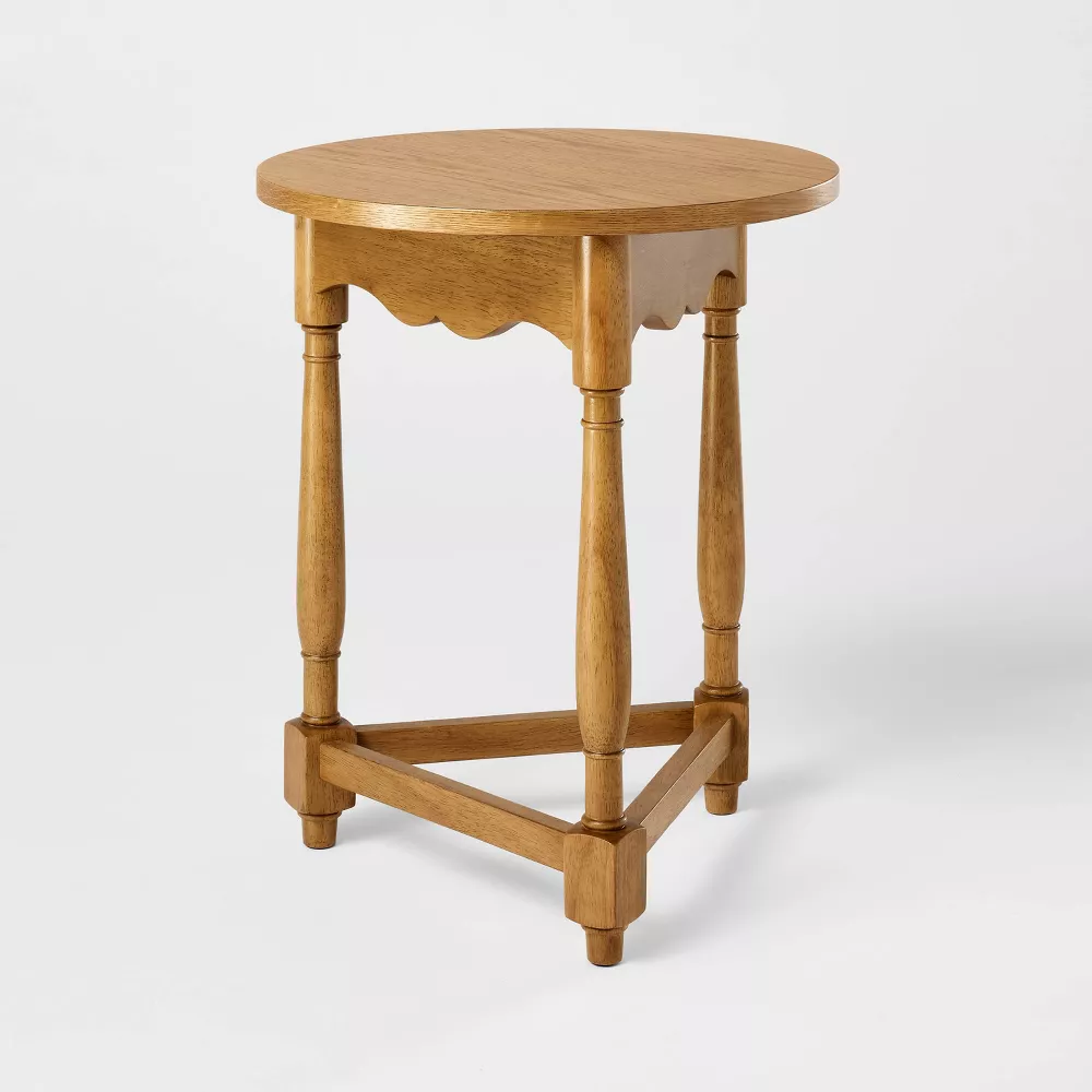 Scalloped Accent Table Light Oak