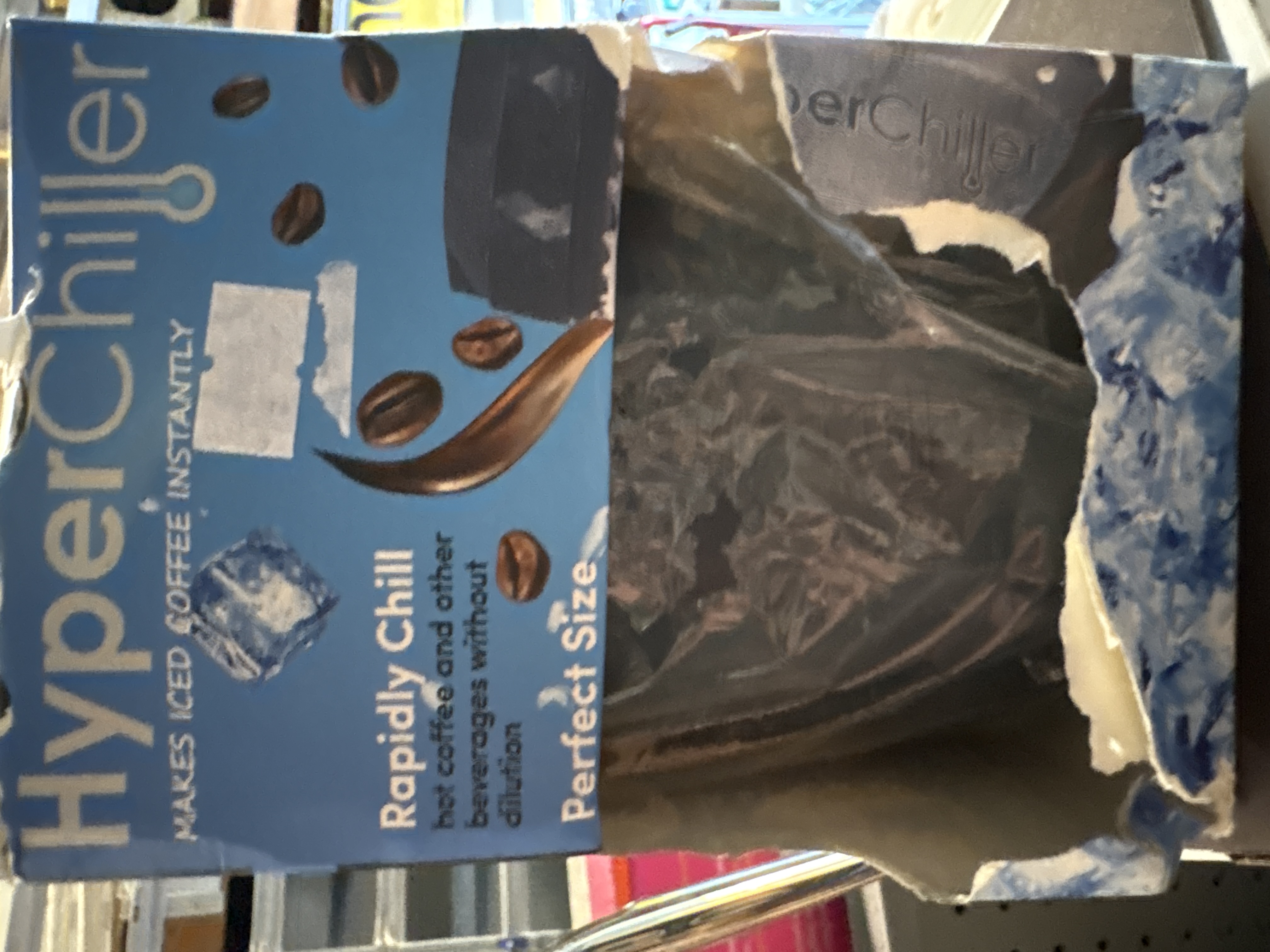 HyperChiller HC2BG# Patented Iced Coffee/Beverage Cooler, NEW, IMPROVED, STRONGER AND MORE DURABLE! Ready In One Minute, Reusable For Iced Tea, Wine, Spirits, Alcohol, Juice, 12.5 Oz, Cobalt