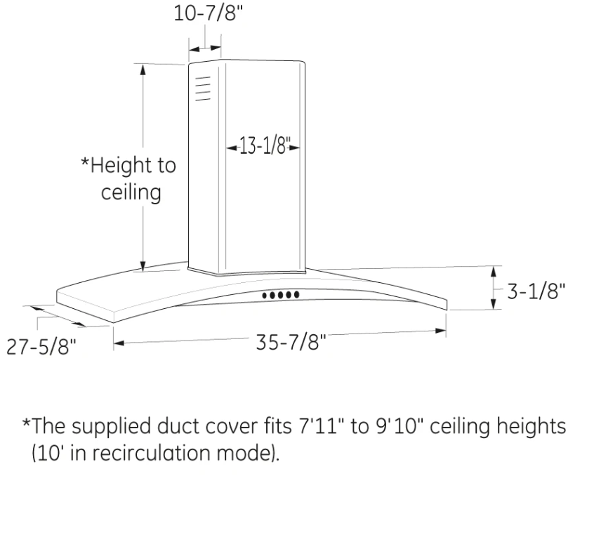 GE Profile 36" Island-Mount Chimney Hood, Stainless Steel – UVI7361SWSS