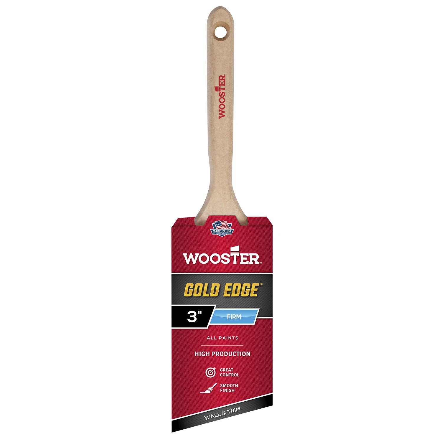 Wooster Gold Edge Paint Brush, Angle Sash, White & Gold, 3-in