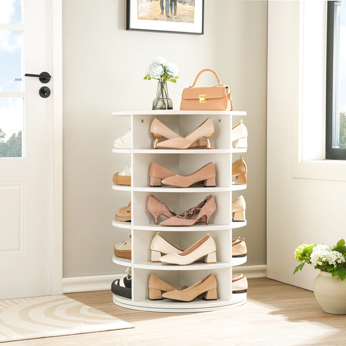 Yasmani 23.6" W 5-Tier Rotating Shoe Rack