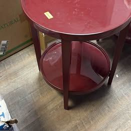Side Table Wood Round Lacquer Finish Dark Red - Threshold designed with Studio McGee