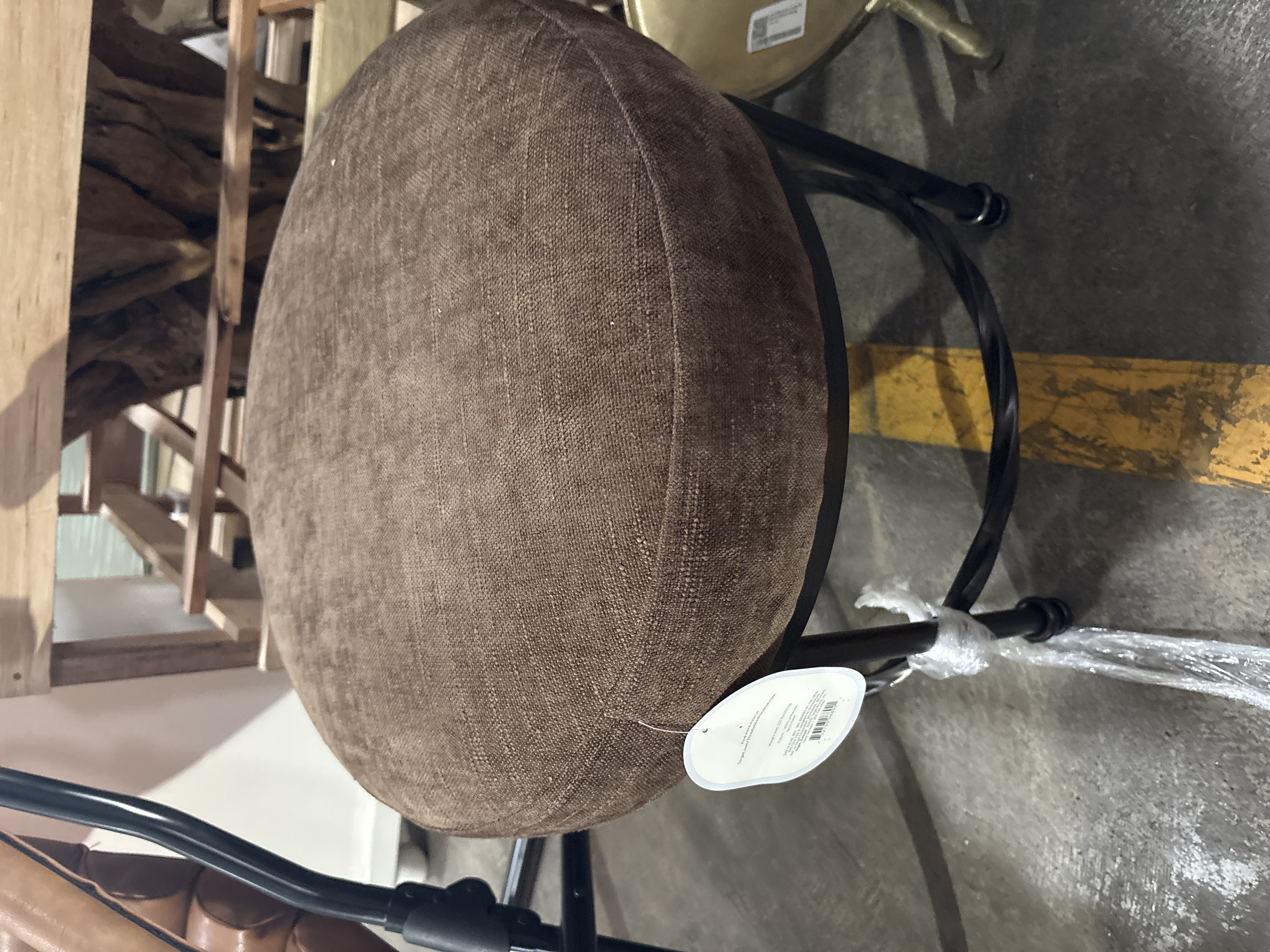 Twisted Metal Upholstered Ottoman Chocolate Brown