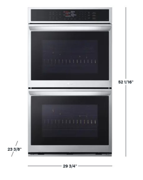 LG 9.4 Cu. Ft. Smart Double Wall Oven with Convection & Air Fry, Stainless Steel – WDEP9423F