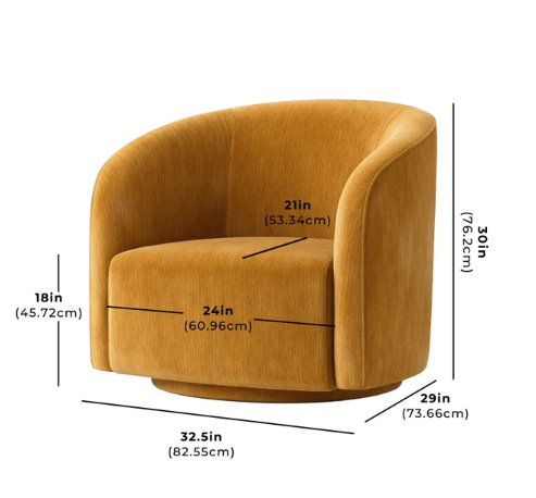 Wovenbyrd Amber Velvet Swivel Chair
